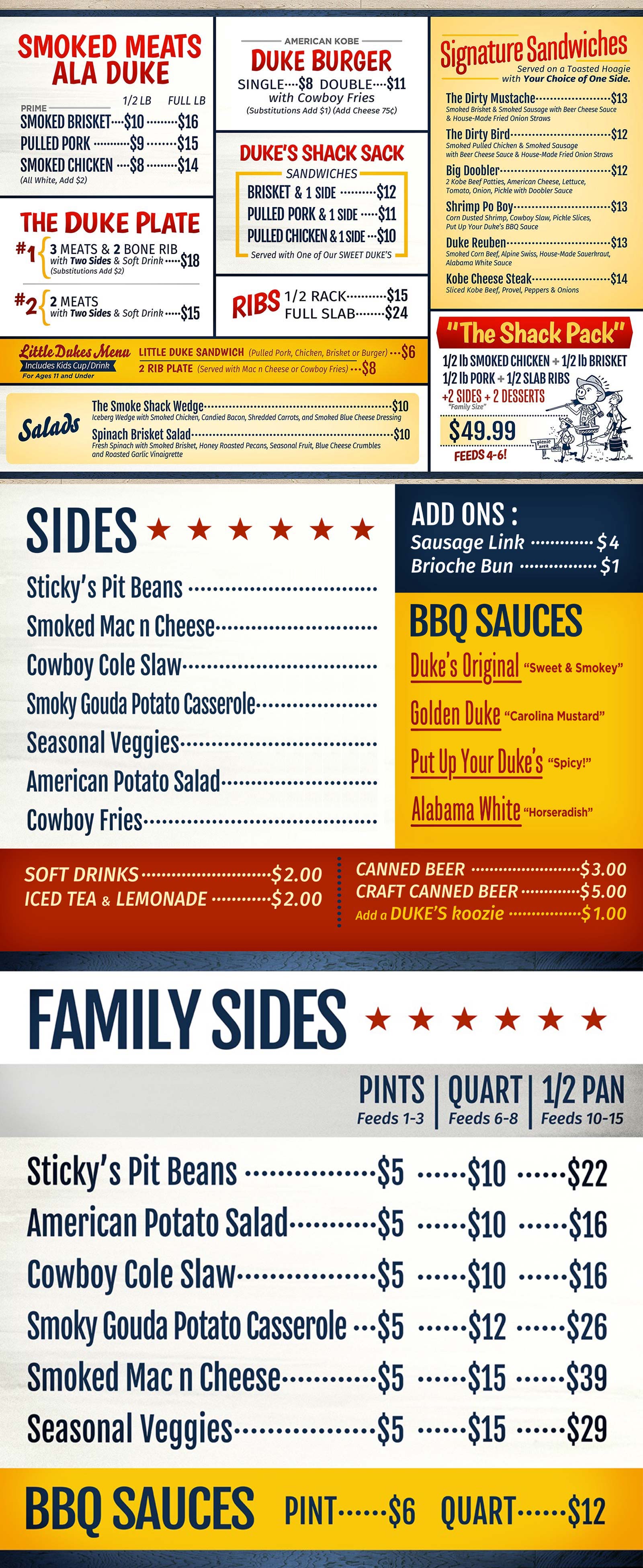 Menu Dukes BBQ Shack